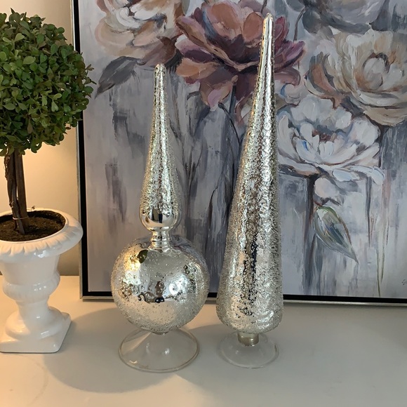 Other - Silver Mercury Glass Finial Christmas Tree Toppers home decoration accent glam